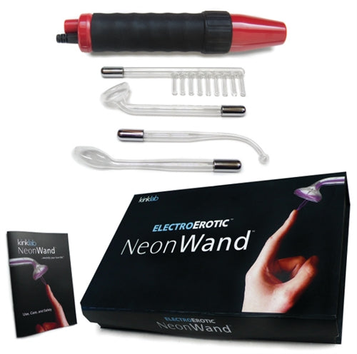 Neon Wand Electrosex Kit - Red and Black Handle  Red Electrode KL-933R Neon Wand Electrosex Kit - Red and Black Handle  Red Electrode KL-933R