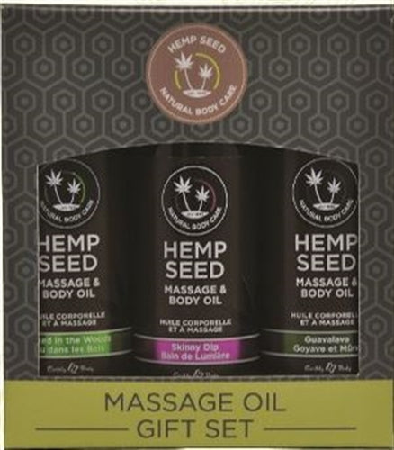Hemp Seed Massage and Body Oil Gift Set - - 3 Pack - 2 Fl. Oz. Bottles EB-MASG003 Hemp Seed Massage and Body Oil Gift Set - - 3 Pack - 2 Fl. Oz. Bottles EB-MASG003