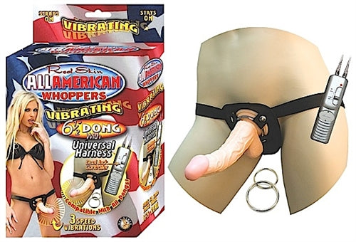 All American Whoppersvibrating 6.5-Inch Dong With Universasl Harness - Flesh NW2324-1 All American Whoppersvibrating 6.5-Inch Dong With Universasl Harness - Flesh NW2324-1