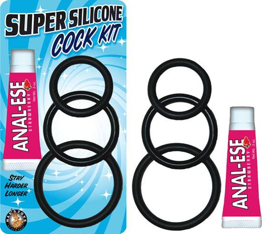 Super Silicone Cock Kit - Black NW2674-1 Super Silicone Cock Kit - Black NW2674-1