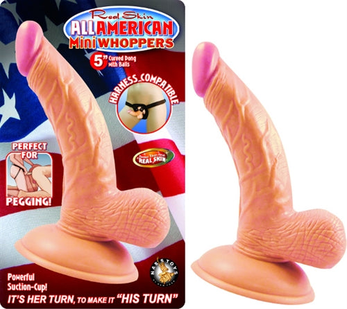 All American Mini Whoppers 5-Inch Curved Dong With Balls-Flesh NW2392-1 All American Mini Whoppers 5-Inch Curved Dong With Balls-Flesh NW2392-1