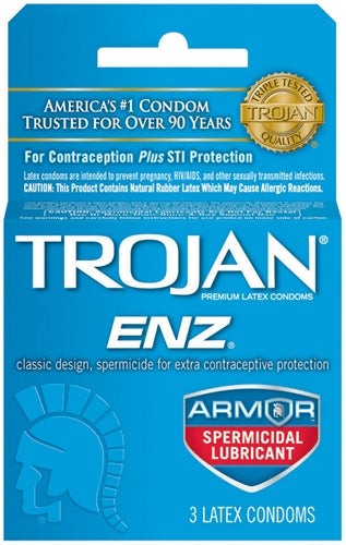 Trojan Enz Armor Spermicidal Lubricated  Condoms - 3 Pack TJ93150 Trojan Enz Armor Spermicidal Lubricated  Condoms - 3 Pack TJ93150