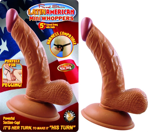 Latin American Mini Whoppers 5-Inch Curved Dong  With Balls - Latin NW2392-2 Latin American Mini Whoppers 5-Inch Curved Dong  With Balls - Latin NW2392-2