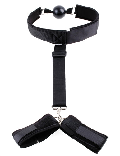 Fetish Fantasy Series Gag and Wrist Restraint - Black PD2178-23 Fetish Fantasy Series Gag and Wrist Restraint - Black PD2178-23