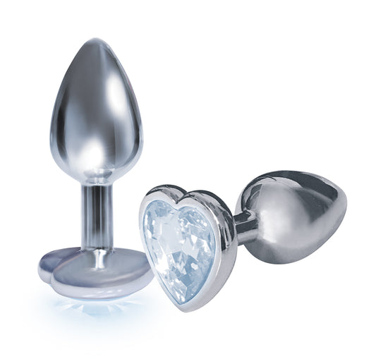 The 9's the Silver Starter Heart Bejeweled Stainless Steel Plug - Diamond ICB2611-2 The 9's the Silver Starter Heart Bejeweled Stainless Steel Plug - Diamond ICB2611-2