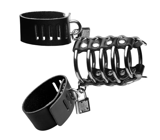 5 Ring Chastity Device With Cock & Ball Strap STR-AE999 5 Ring Chastity Device With Cock & Ball Strap STR-AE999