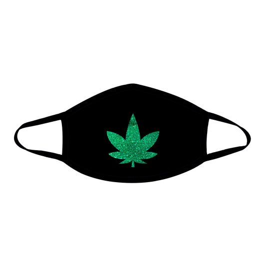 Dope Af Green Glitter Weed Leaf Black Face Mask With Black Trim NN-MSKM-WEEBLA Dope Af Green Glitter Weed Leaf Black Face Mask With Black Trim NN-MSKM-WEEBLA