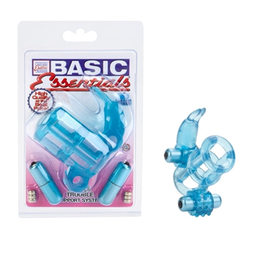 Basic Essential Double Trouble Vibrating Support System - Blue SE1739122 Basic Essential Double Trouble Vibrating Support System - Blue SE1739122