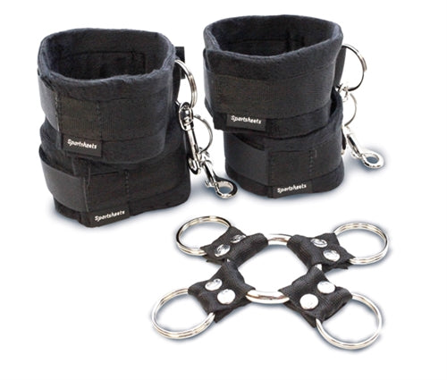 5 Piece Hog Tie and Cuff Set - Black SS325-01 5 Piece Hog Tie and Cuff Set - Black SS325-01