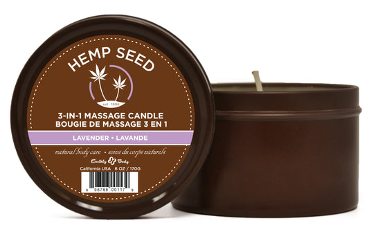 Hemp Seed 3-in-1 Massage Candle - Lavender - 6 Oz. EB-HSC017 Hemp Seed 3-in-1 Massage Candle - Lavender - 6 Oz. EB-HSC017