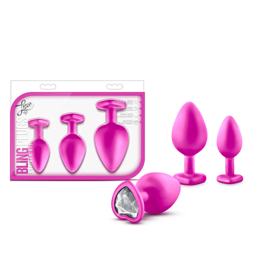 Luxe - Bling Plugs Training Kit - Pink With White Gems BL-395830 Luxe - Bling Plugs Training Kit - Pink With White Gems BL-395830