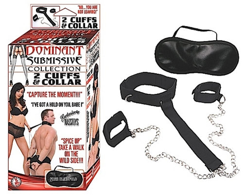 Dominant Submissive Collection 2 Cuffs and Collar  - Black NW2281 Dominant Submissive Collection 2 Cuffs and Collar  - Black NW2281