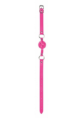 Ball Gag With Leather Straps - Pink OU-OU047PNK Ball Gag With Leather Straps - Pink OU-OU047PNK