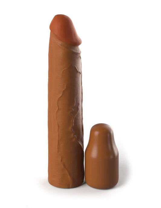 Fantasy X-Tensions Elite 8 Inch Sleeve With 2 Inch Plug - Tan PD4152-22 Fantasy X-Tensions Elite 8 Inch Sleeve With 2 Inch Plug - Tan PD4152-22