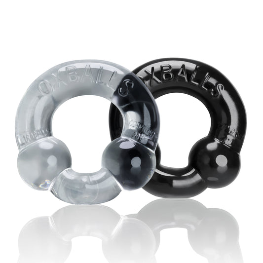 Ultraballs 2- Piece Cockring Set - Black & Clear OX-3010-BC Ultraballs 2- Piece Cockring Set - Black & Clear OX-3010-BC