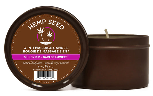 Hemp Seed 3-in-1 Massage Candle - Skinny Dip - 6 Oz. EB-HSC021 Hemp Seed 3-in-1 Massage Candle - Skinny Dip - 6 Oz. EB-HSC021