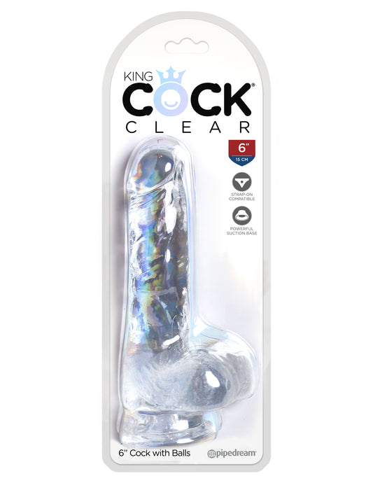 King Cock Clear 6 Inch Cock With Balls PD5752-20 King Cock Clear 6 Inch Cock With Balls PD5752-20