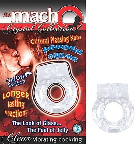 The Macho Crystal Collection Vibrating Cock Ring- Clear NW2369 The Macho Crystal Collection Vibrating Cock Ring- Clear NW2369