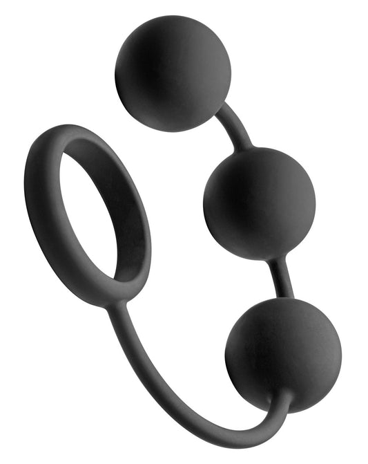 Tom of Finland Silicone Cock Ring With 3 Weighted Balls TOF-TF1932 Tom of Finland Silicone Cock Ring With 3 Weighted Balls TOF-TF1932