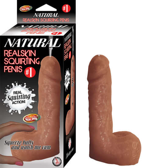 #1 Natural Realskin Squirting Penis - Brown NW2841 #1 Natural Realskin Squirting Penis - Brown NW2841