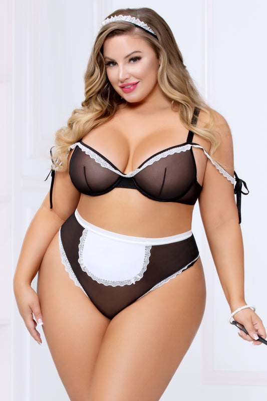 3pc French Maid Bedroom Costume - Black/white - Queen Size STM-11006XP 3pc French Maid Bedroom Costume - Black/white - Queen Size STM-11006XP