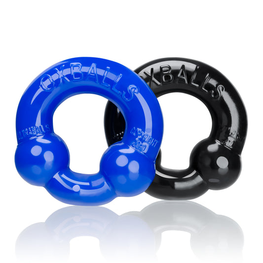 Ultraballs 2- Piece Cockring Set - Black &  Police Blue OX-3010-BPB Ultraballs 2- Piece Cockring Set - Black &  Police Blue OX-3010-BPB
