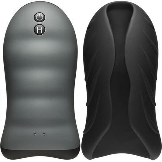 Optimale - Silicone Auto-Heating Stroker -  Rechargebale - Vibrating - Black/slate DJ0694-25-BX Optimale - Silicone Auto-Heating Stroker -  Rechargebale - Vibrating - Black/slate DJ0694-25-BX