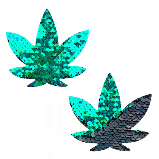 Ariel Green to Black Flip Sequin Gold Dope Af Weed Leak Pasties NN-ARI-WEE-NS Ariel Green to Black Flip Sequin Gold Dope Af Weed Leak Pasties NN-ARI-WEE-NS