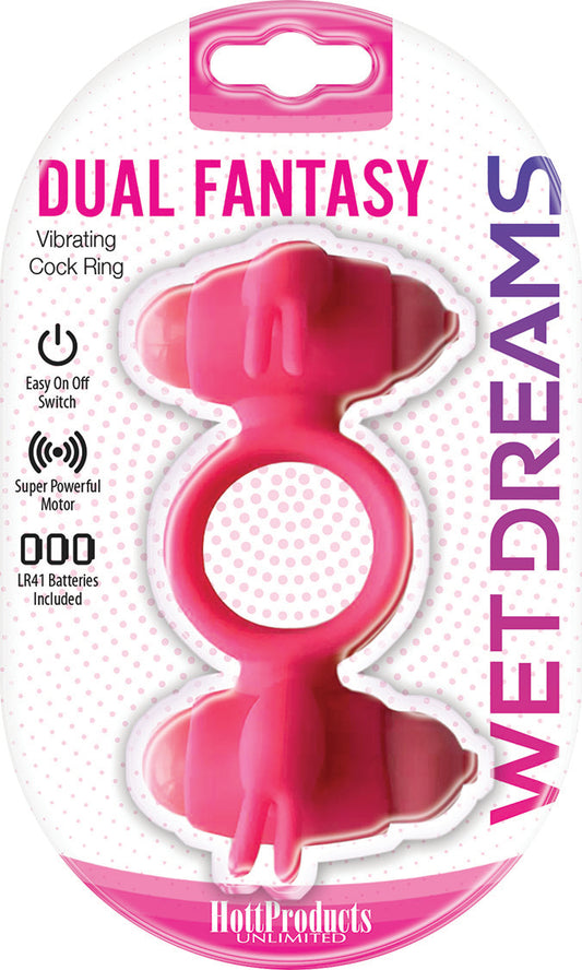 Wet Dreams - Dual Fantasy Cock Ring With Turbo Motors - Pink HTP3266 Wet Dreams - Dual Fantasy Cock Ring With Turbo Motors - Pink HTP3266