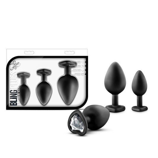 Luxe - Bling Plugs Training Kit - Black With White Gems BL-395835 Luxe - Bling Plugs Training Kit - Black With White Gems BL-395835