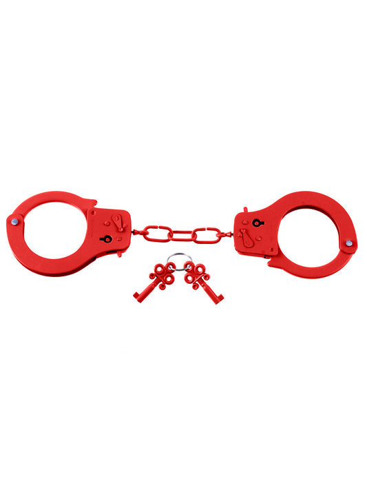 Fetish Fantasy Series Metal Handcuffs - Red PD3801-15 Fetish Fantasy Series Metal Handcuffs - Red PD3801-15