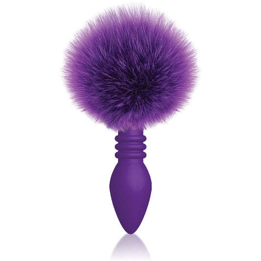 The 9's Cottontails Silicone Bunny Tail Butt Plug  - Ribbed Purple IC2687 The 9's Cottontails Silicone Bunny Tail Butt Plug  - Ribbed Purple IC2687