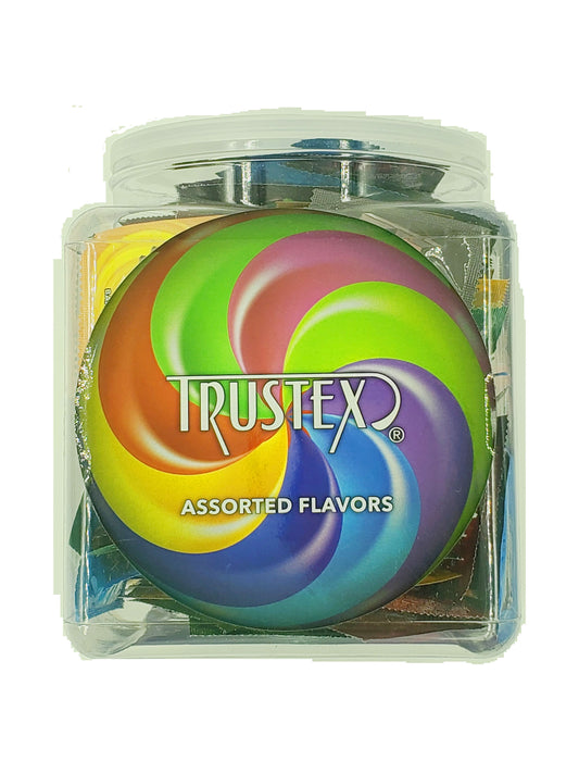 Trustex Flavored Lubricated Condoms 144 Pieces Box - Assorted Flavors AL-8050B Trustex Flavored Lubricated Condoms 144 Pieces Box - Assorted Flavors AL-8050B