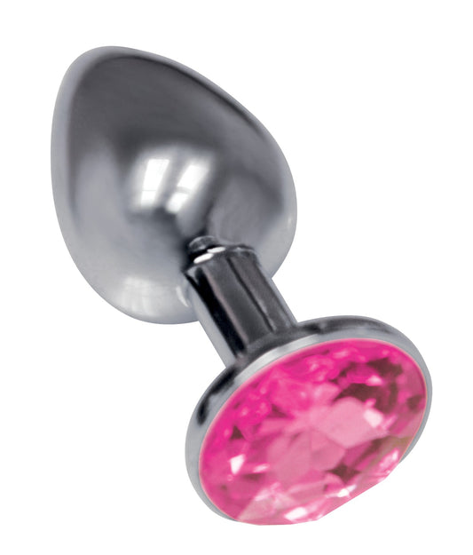 The 9's the Silver Starter Bejeweled Stainless  Steel Plug - Pink ICB2313-2 The 9's the Silver Starter Bejeweled Stainless  Steel Plug - Pink ICB2313-2