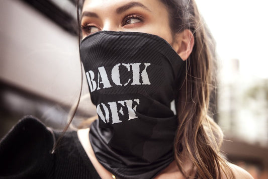Face/ Neck Bandana - Back Off - Black Print -  One Size GE-252-BLK-OS Face/ Neck Bandana - Back Off - Black Print -  One Size GE-252-BLK-OS