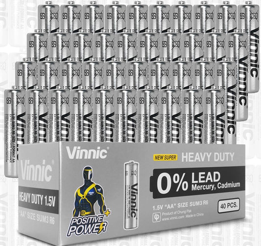 Vinnic Super Heavy Duty AA Batteries - 40 Count Box SP4 Vinnic Super Heavy Duty AA Batteries - 40 Count Box SP4