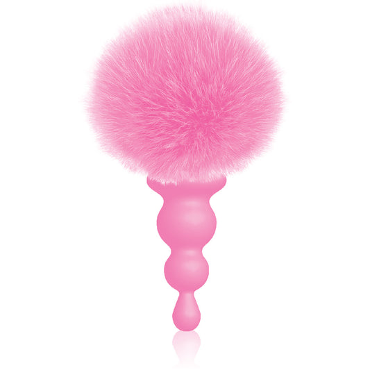 The 9's Cottontails Silicone Bunny Tail Butt Plug  - Beaded Pink IC2688 The 9's Cottontails Silicone Bunny Tail Butt Plug  - Beaded Pink IC2688
