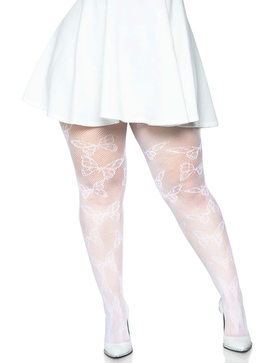 Butterfly Net Tights - 1x/2x - White LA-1412XWHT1X2 Butterfly Net Tights - 1x/2x - White LA-1412XWHT1X2