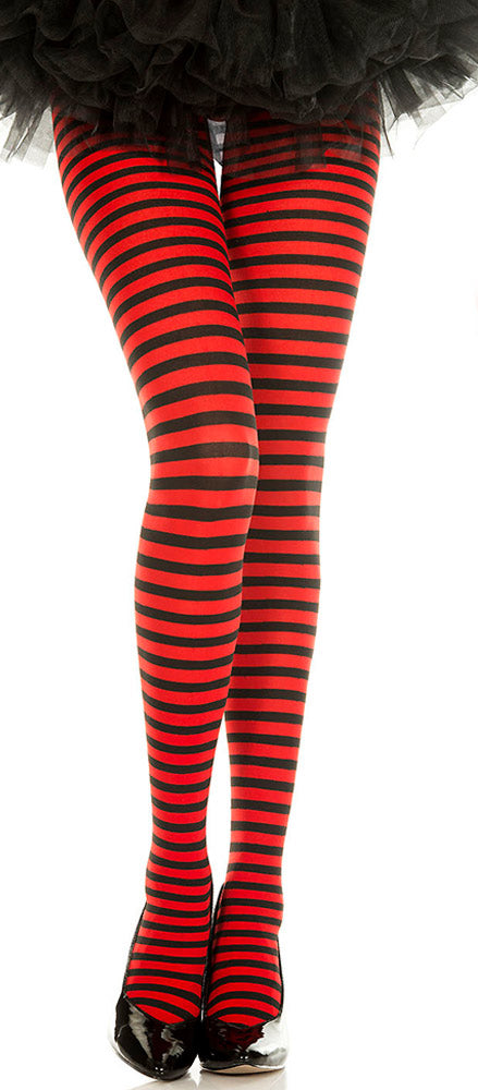 Striped Tights - One Size - Black/red ML-7471-BLKRED Striped Tights - One Size - Black/red ML-7471-BLKRED