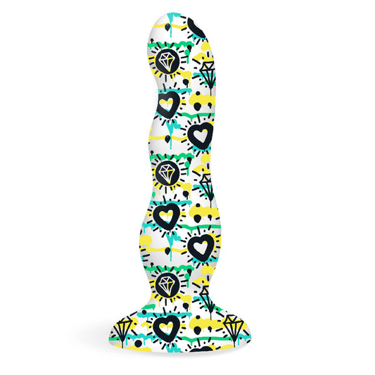 Collage - Diamonds and Hearts - Curvy Silicone Dildo IC9001 Collage - Diamonds and Hearts - Curvy Silicone Dildo IC9001