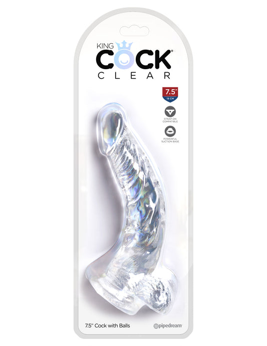 King Cock Clear 7.5 Inch Cock With Balls PD5755-20 King Cock Clear 7.5 Inch Cock With Balls PD5755-20