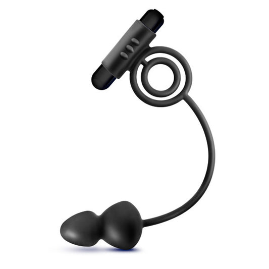 Anal Adventures- Platinum - Silicone Anal Ball  With Vibrating C-Ring- Black BL-01705 Anal Adventures- Platinum - Silicone Anal Ball  With Vibrating C-Ring- Black BL-01705