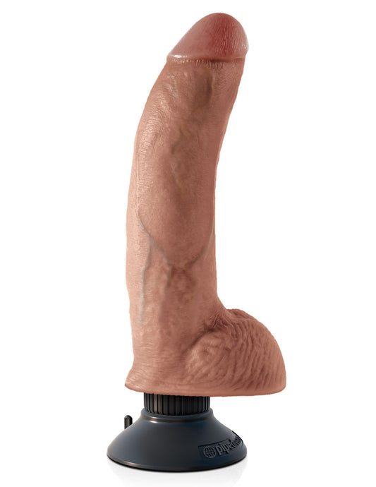 King Cock 9 Inch Vibrating Cock With Balls - Tan PD5409-22 King Cock 9 Inch Vibrating Cock With Balls - Tan PD5409-22