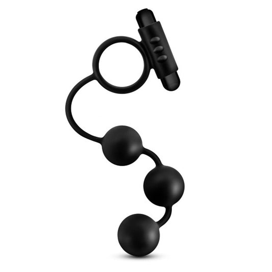 Anal Adventures- Platinum - Silicone Anal Ball  With Vibrating C-Ring- Black BL-01905 Anal Adventures- Platinum - Silicone Anal Ball  With Vibrating C-Ring- Black BL-01905