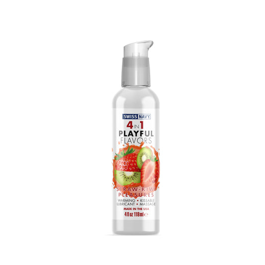 Swiss Navy 4-in-1 Playful Flavors - Strawberry  Kiwi Pleasures - 4 Fl. Oz. MD-SN4N1FSKP4 Swiss Navy 4-in-1 Playful Flavors - Strawberry  Kiwi Pleasures - 4 Fl. Oz. MD-SN4N1FSKP4