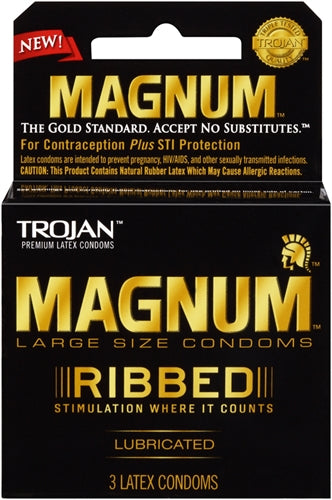 Trojan Magnum Ribbed - 3 Pack TJ64208 Trojan Magnum Ribbed - 3 Pack TJ64208