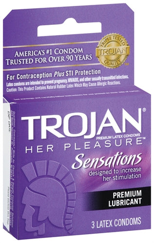 Trojan Her Pleasure Sensations Lubricated  Condoms - 3 Pack TJ97320 Trojan Her Pleasure Sensations Lubricated  Condoms - 3 Pack TJ97320