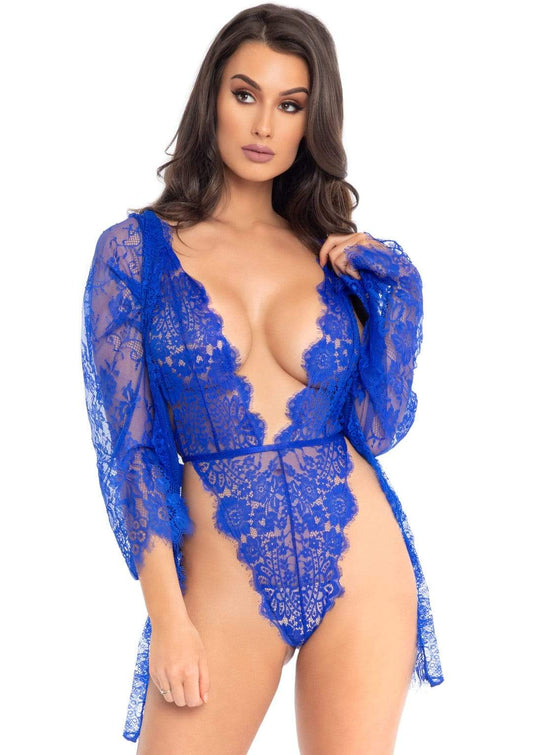 3pc Lace Teddy and Robe Set - Royal Blue - Large LA-86112RYLBLUL 3pc Lace Teddy and Robe Set - Royal Blue - Large LA-86112RYLBLUL