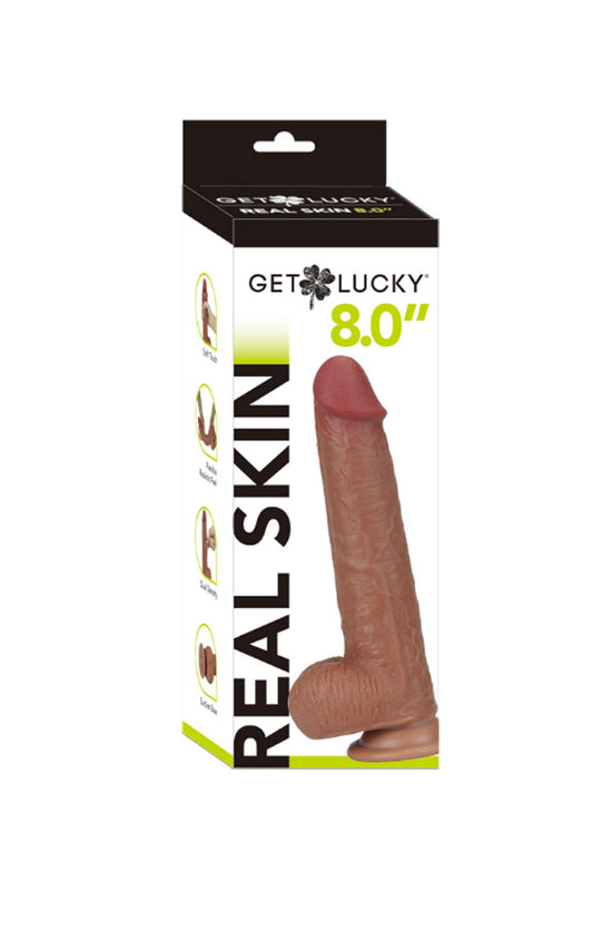 Get Lucky 8 Inch Real Skin Dildo - Light Brown TMN-GL-0664 Get Lucky 8 Inch Real Skin Dildo - Light Brown TMN-GL-0664