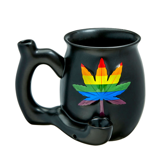 Embossed Leaf Matt Black Mug - Rainbow Leaf FC-82505 Embossed Leaf Matt Black Mug - Rainbow Leaf FC-82505